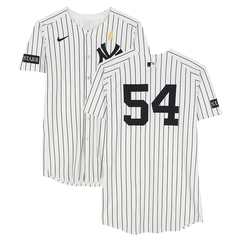 Max Fried New York Yankees Game-Used #54 White Pinstripe Nike Jersey vs. Toronto Blue Jays on September 7, 2025