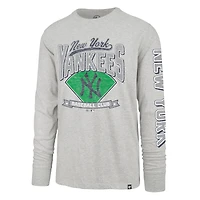 Men's '47  Gray New York Yankees Big & Tall Distressed Franklin Long Sleeve T-Shirt