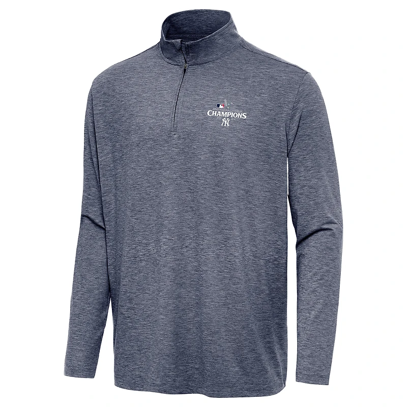 Men's Antigua  Heather Navy New York Yankees 2024 American League Champions Hunk Quarter-Zip Top