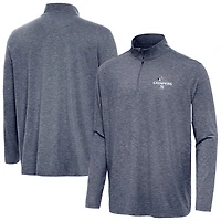 Men's Antigua  Heather Navy New York Yankees 2024 American League Champions Hunk Quarter-Zip Top