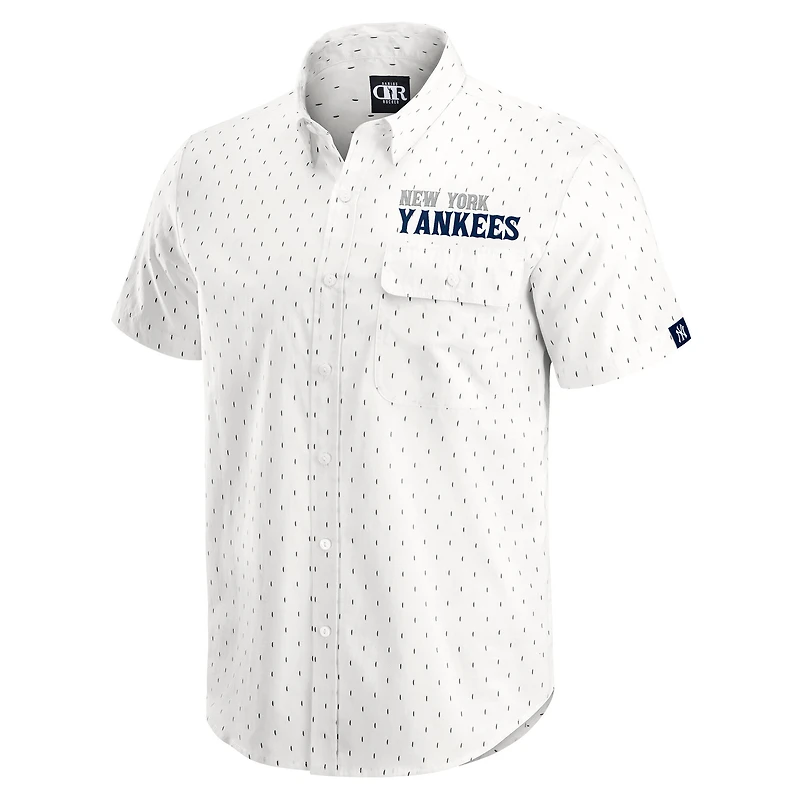 Chemise boutonnée imprimée crème des Yankees de New York pour homme la collection Darius Rucker par Fanatics