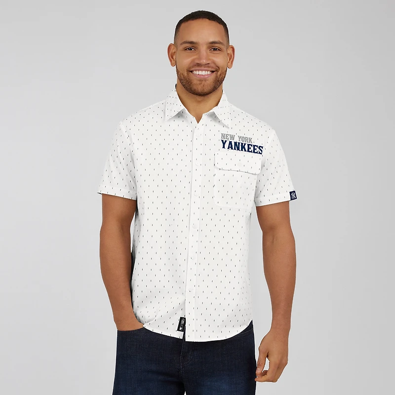 Chemise boutonnée imprimée crème des Yankees de New York pour homme la collection Darius Rucker par Fanatics