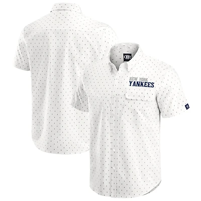 Chemise boutonnée imprimée crème des Yankees de New York pour homme la collection Darius Rucker par Fanatics
