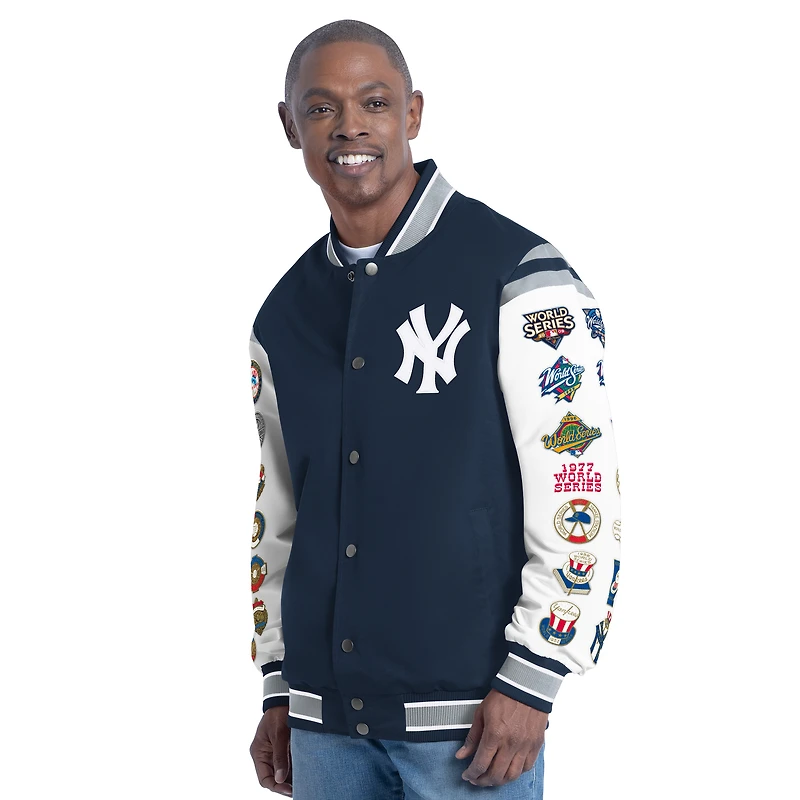 Veste universitaire commémorative à boutons-pression G-III Sports by Carl Banks pour homme, bleu marine, l'effigie des recrues Yankees de New York