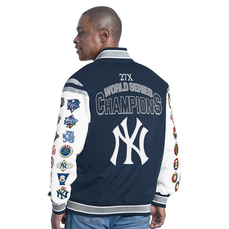 Veste universitaire commémorative à boutons-pression G-III Sports by Carl Banks pour homme, bleu marine, l'effigie des recrues Yankees de New York