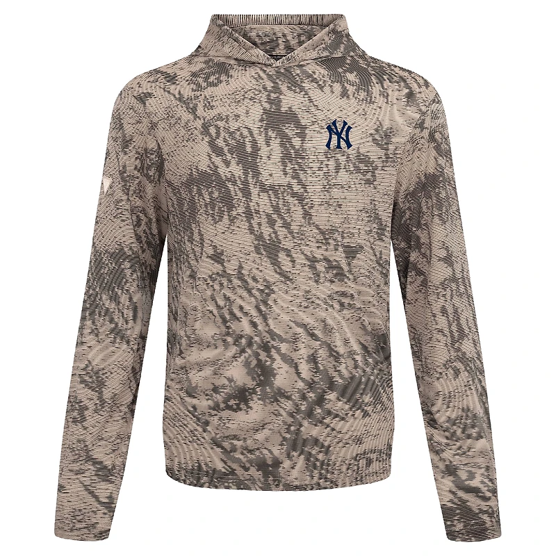 Men's Levelwear  Tan New York Yankees Insignia Lightweight Long Sleeve Hooded T-Shirt