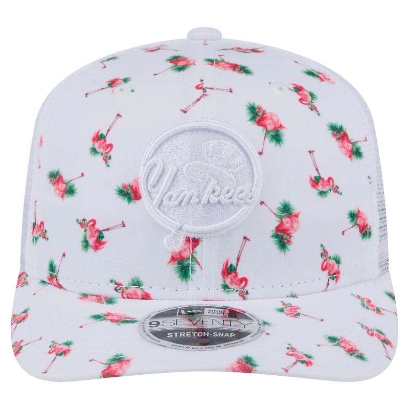 Men's New Era  White New York Yankees Flamingo Mesh Back 9SEVENTY Stretch-Snap Hat