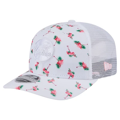 Casquette extensible à bouton-pression 9SEVENTY Flamingo New Era blanche des Yankees de New York pour homme