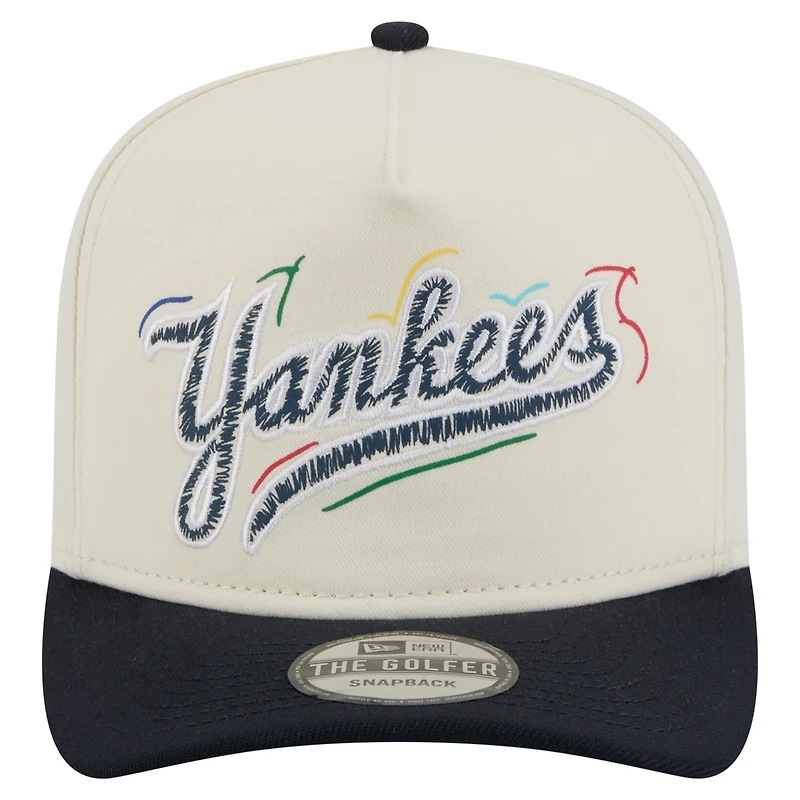 Men's New Era  White New York Yankees Team Scribble Golfer Adjustable Hat