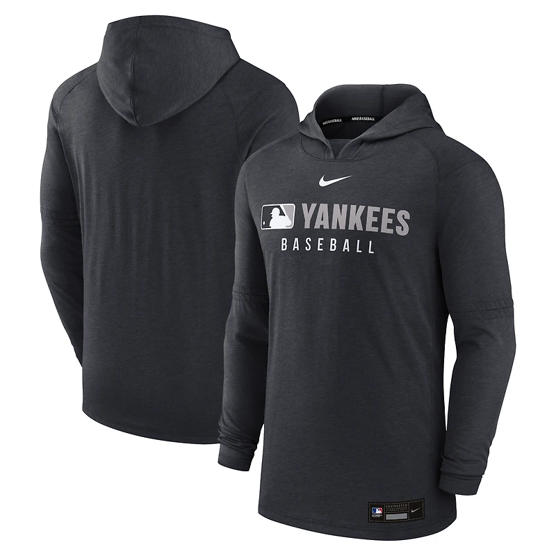 Sweat à capuche Nike Heather Black New York Yankees Authentic Collection Tri-Blend Dri-FIT pour homme