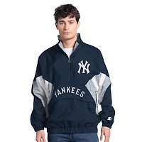 Men's Starter  Navy New York Yankees Cooperstown Chief Half-Zip Pullover