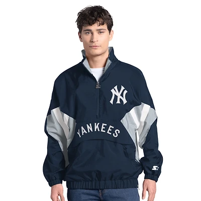 Men's Starter  Navy New York Yankees Cooperstown Chief Half-Zip Pullover