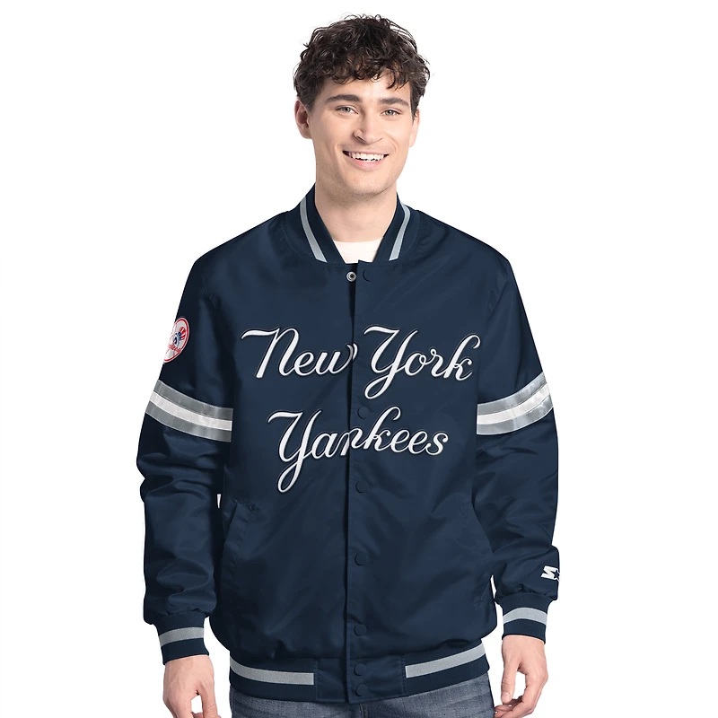 Veste universitaire à boutons-pression Starter Navy New York Yankees Scout pour homme