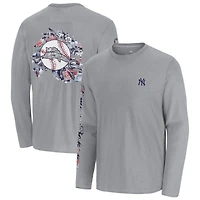 Men's Tommy Bahama  Gray New York Yankees Tropic Curveball Lux Long Sleeve T-Shirt