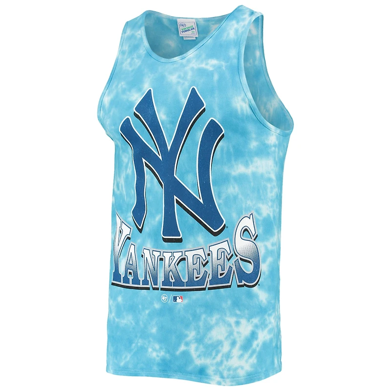 Men's '47 Blue New York Yankees Big Leaguer Tubular Tie-Dye Tank Top