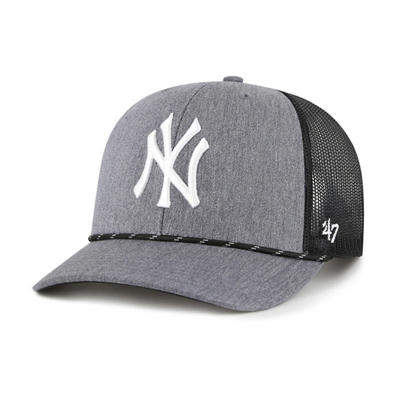 Men's '47 Charcoal New York Yankees Carbon Rope Trucker Adjustable Hat