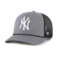 Men's '47 Charcoal New York Yankees Carbon Rope Trucker Adjustable Hat