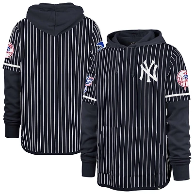 Sweat à capuche rayures doubles bleu marine New York Yankees '47 pour homme