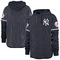 Men's '47  Navy New York Yankees Pinstripe Double Header Pullover Hoodie