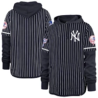 Men's '47  Navy New York Yankees Pinstripe Double Header Shortstop Hoodie