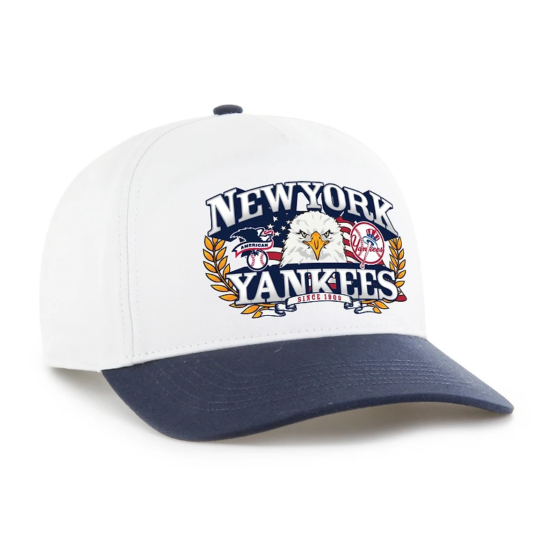 Men's '47 White/Navy New York Yankees Americana Eagle Hitch Adjustable Hat