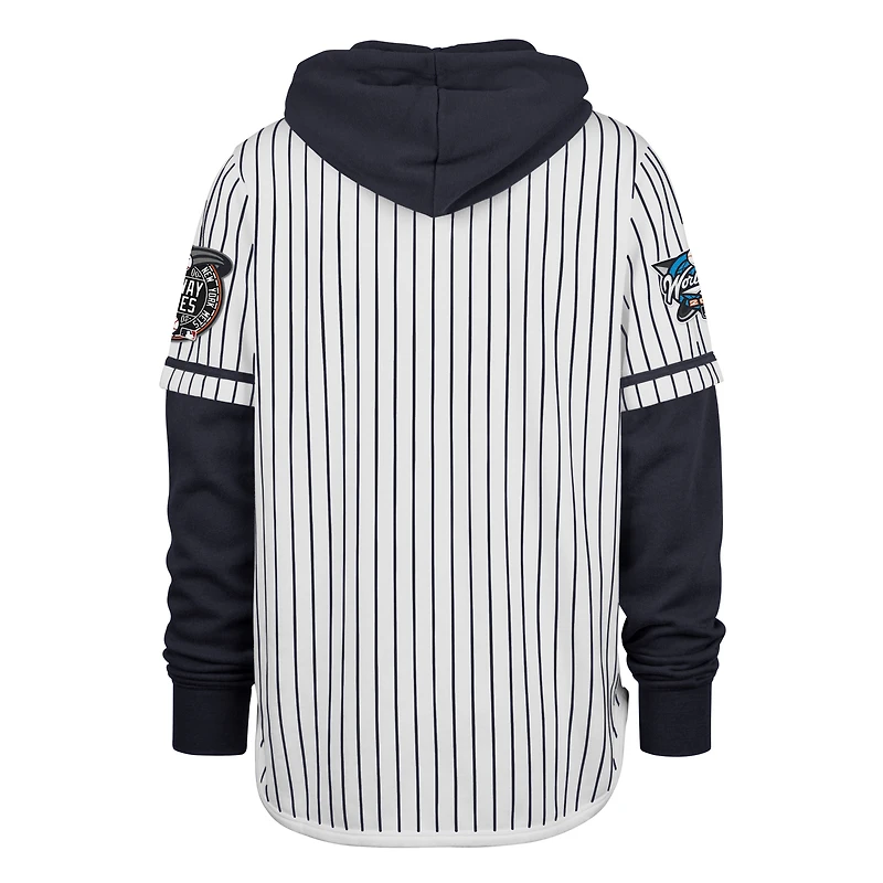 Sweat à capuche blanc '47 pour homme des Yankees de New York, manches courtes, rayures gagnantes World Series 2000