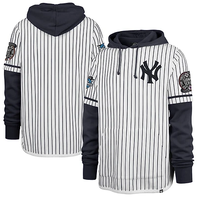 Sweat à capuche blanc '47 pour homme des Yankees de New York, manches courtes, rayures gagnantes World Series 2000