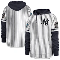 Sweat à capuche blanc '47 pour homme des Yankees de New York, manches courtes, rayures gagnantes World Series 2000