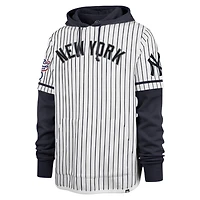 Sweat à capuche blanc double en-tête et fines rayures pour hommes, New York Yankees, collection Cooperstown, '47