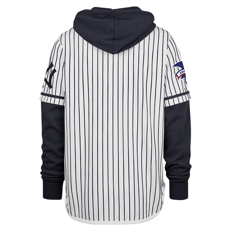 Sweat à capuche blanc double en-tête et fines rayures pour hommes, New York Yankees, collection Cooperstown, '47