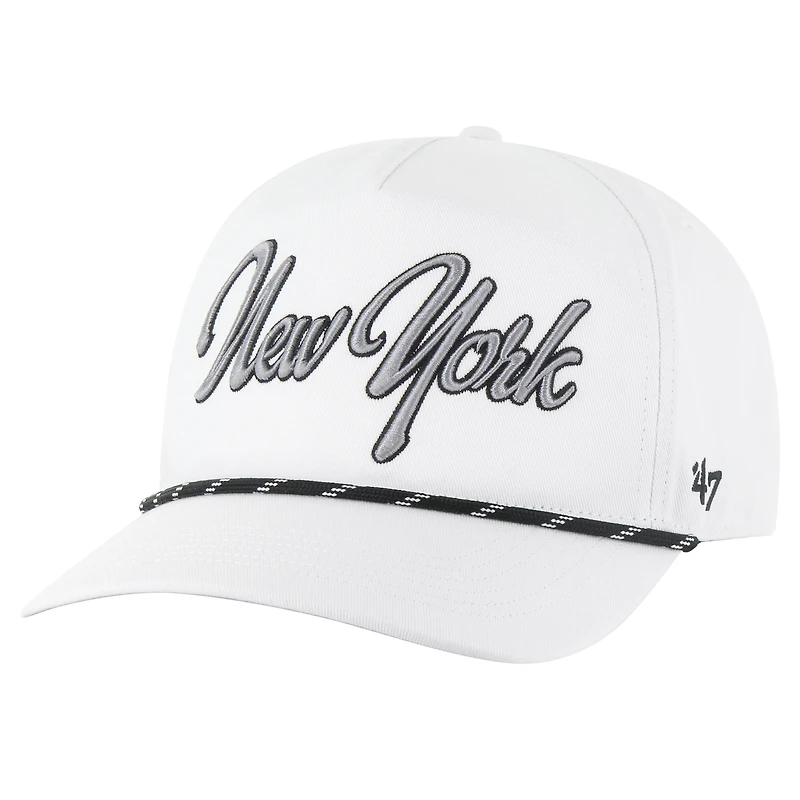 Men's '47 White New York Yankees Overhand Speckle Hitch Rope Adjustable Hat