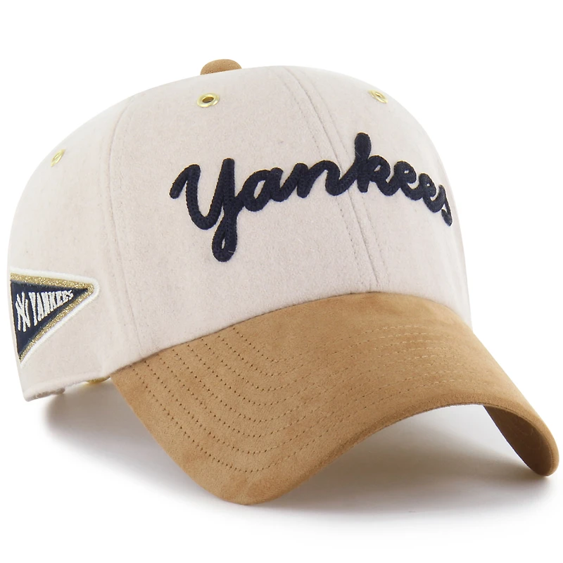 Men's '47 x Stoney Clover Lane  Natural/Tan New York Yankees Script Charm Clean Up Adjustable Hat