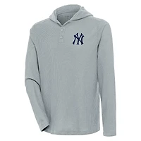 T-shirt à capuche Henley manches longues Strong Hold pour homme, gris Antigua, New York Yankees