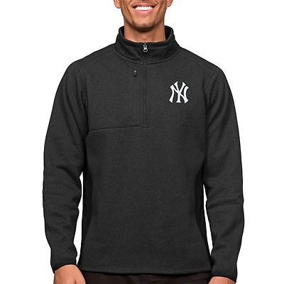 Pull-over à glissière quart de tour noir chiné Antigua New York Yankees pour homme