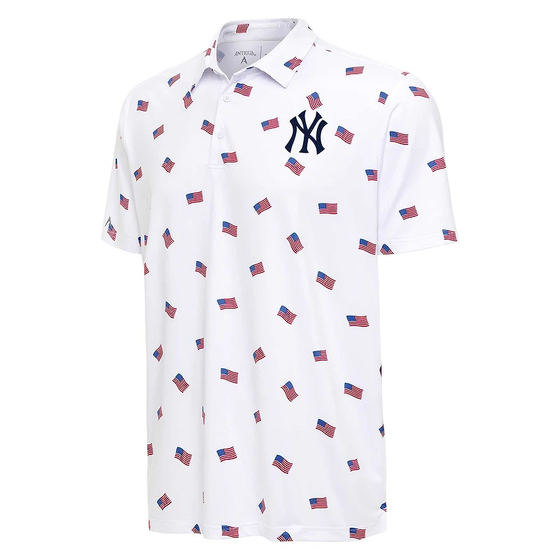 Men's Antigua White New York Yankees  Americana Polo