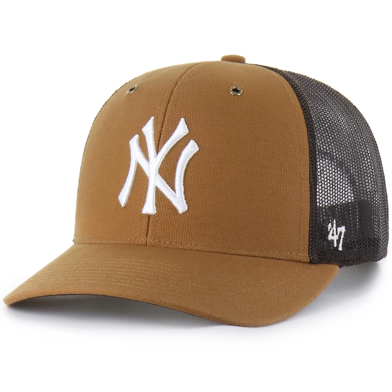 Men's Carhartt x '47 Brown New York Yankees Trucker Adjustable Hat