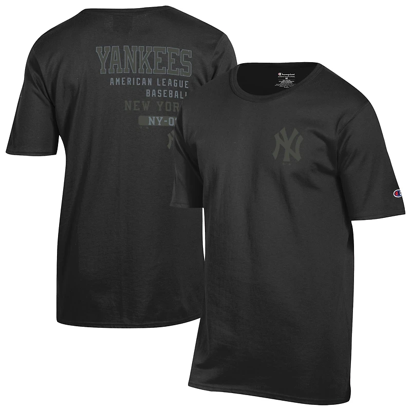 Men's Champion Black New York Yankees Tonal Logo T-Shirt