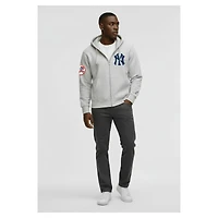 Men's Champion  Gray New York Yankees Reverse Weave Chenille Full-Zip Hoodie