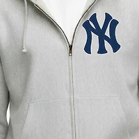 Men's Champion  Gray New York Yankees Reverse Weave Chenille Full-Zip Hoodie