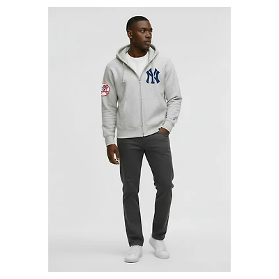 Men's Champion  Gray New York Yankees Reverse Weave Chenille Full-Zip Hoodie