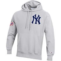 Men's Champion  Gray New York Yankees Reverse Weave Chenille Hoodie