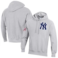 Men's Champion  Gray New York Yankees Reverse Weave Chenille Hoodie