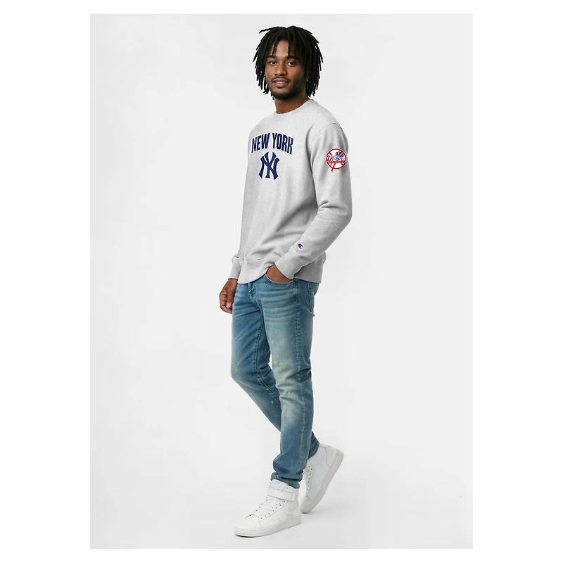 Sweat-shirt Champion pour homme, bleu marine, New York Yankees, en chenille tissée inversée