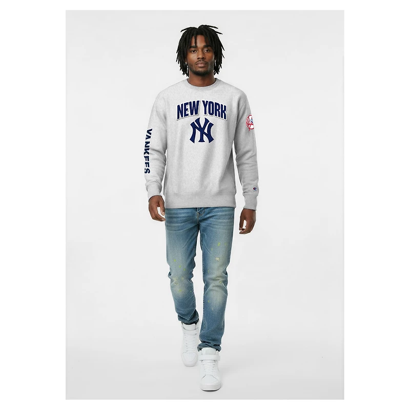Sweat-shirt Champion pour homme, bleu marine, New York Yankees, en chenille tissée inversée