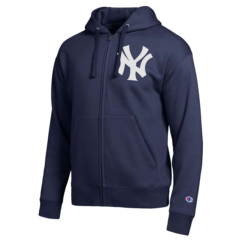 Sweat à capuche zippé Champion bleu marine pour homme, modèle All-Star des Yankees de New York.