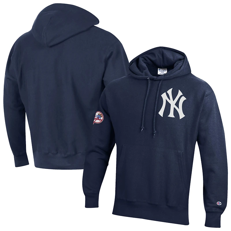 Men's Champion  Navy New York Yankees Reverse Weave Chenille Hoodie