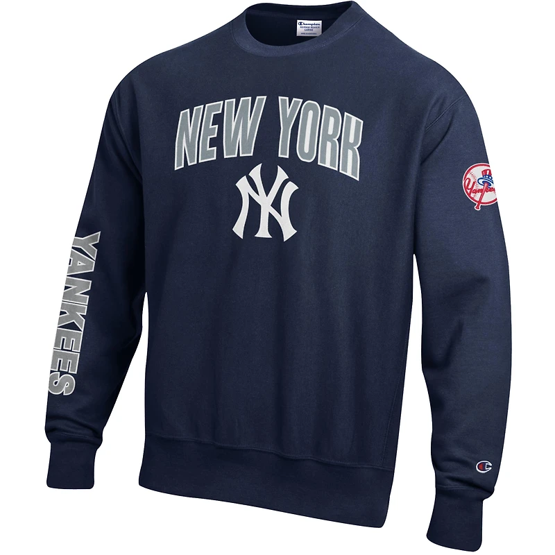Men's Champion  Navy New York Yankees Reverse Weave Chenille Sweatshirt