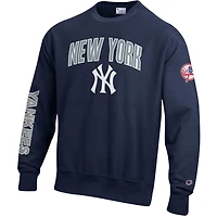 Men's Champion  Navy New York Yankees Reverse Weave Chenille Sweatshirt