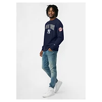 Men's Champion  Navy New York Yankees Reverse Weave Chenille Sweatshirt