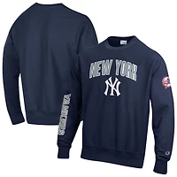 Men's Champion  Navy New York Yankees Reverse Weave Chenille Sweatshirt